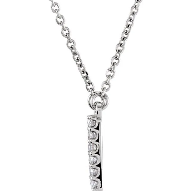TreasureFineJewelers Necklaces 14K White Gold 16 CTW Natural Diamond Initial H 16 Necklace