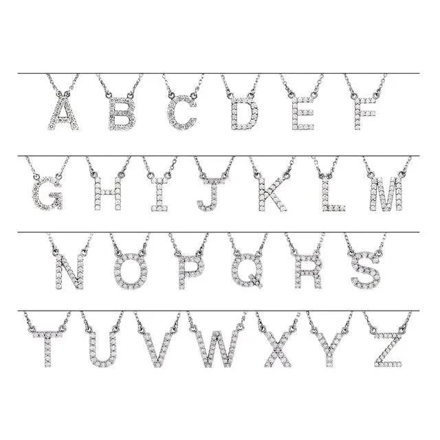 TreasureFineJewelers Necklaces 14K White Gold 16 CTW Natural Diamond Initial H 16 Necklace