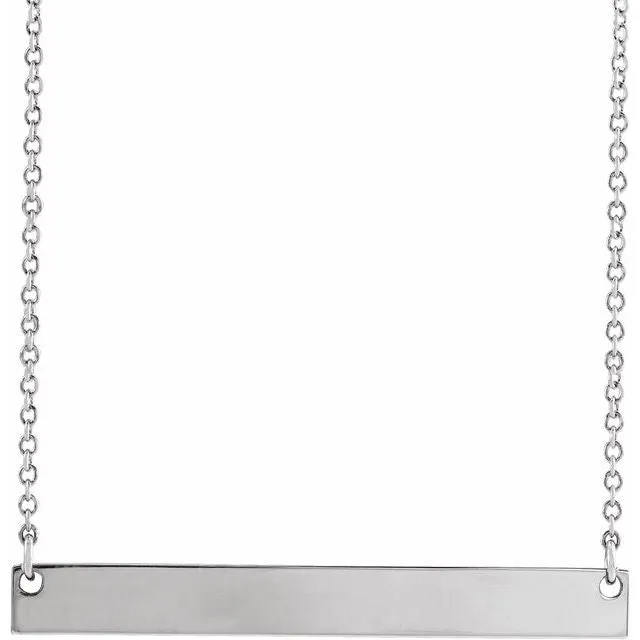 TreasureFineJewelers Necklaces 14K White Gold 30x35 mm Engravable Bar 18 Necklace TreasureFineJewelers Necklaces 14K White Gold 30x35 mm Engravable Bar 18 Necklace
