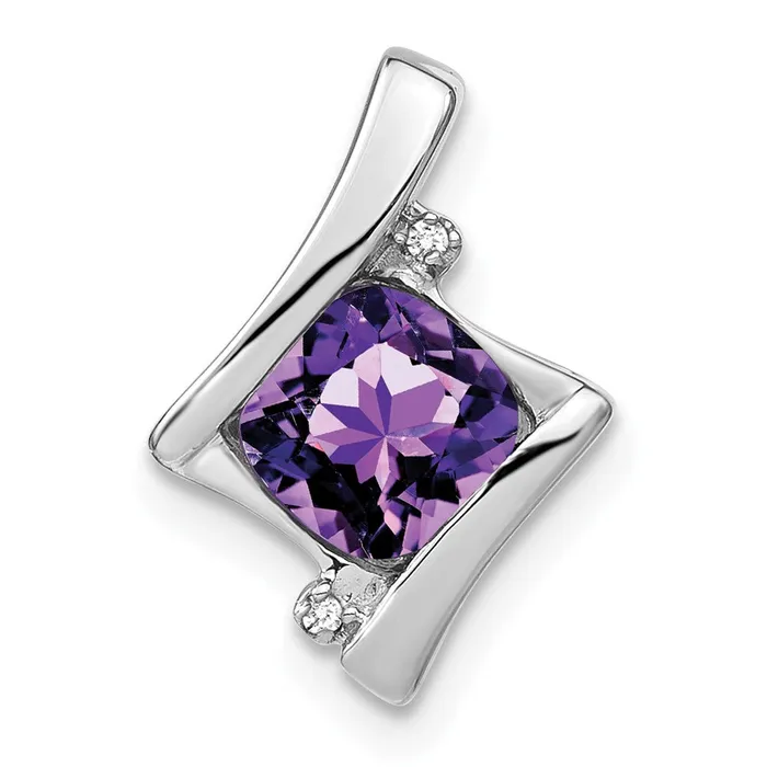 TreasureFineJewelers Necklaces 14k White Gold Amethyst and Diamond Pendant TreasureFineJewelers Necklaces 14k White Gold Amethyst and Diamond Pendant
