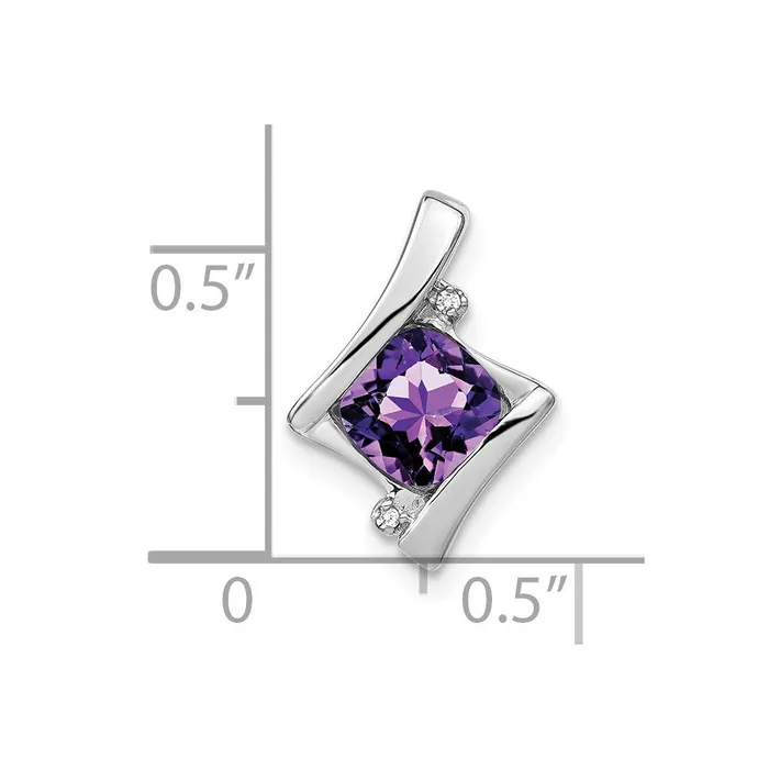 TreasureFineJewelers Necklaces 14k White Gold Amethyst and Diamond Pendant