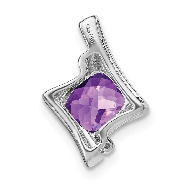 TreasureFineJewelers Necklaces 14k White Gold Amethyst and Diamond Pendant