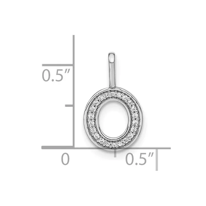 TreasureFineJewelers Necklaces 14K White Gold Diamond Lower Case Letter O Initial Pendant