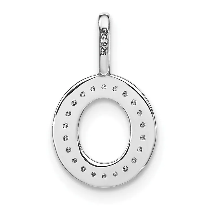 TreasureFineJewelers Necklaces 14K White Gold Diamond Lower Case Letter O Initial Pendant