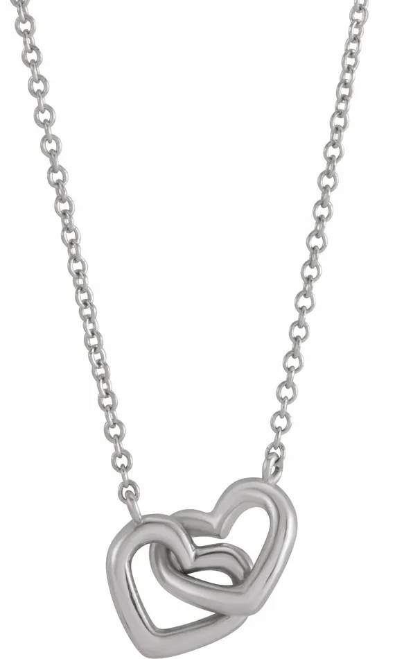 TreasureFineJewelers Necklaces 14K White Gold Interlocking Heart 18 Necklace TreasureFineJewelers Necklaces 14K White Gold Interlocking Heart 18 Necklace