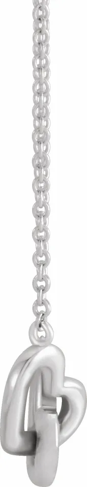 TreasureFineJewelers Necklaces 14K White Gold Interlocking Heart 18 Necklace