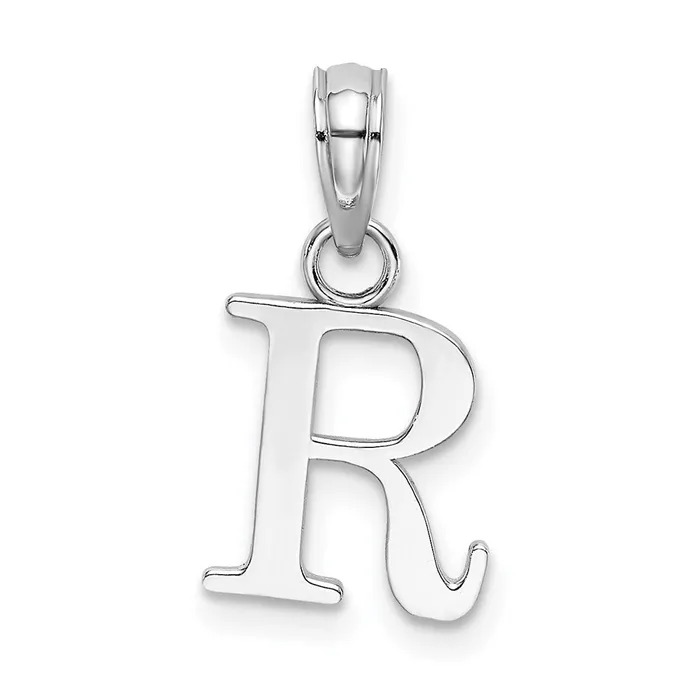 TreasureFineJewelers Necklaces 14K White Gold Polished Block Letter R Initial Pendant TreasureFineJewelers Necklaces 14K White Gold Polished Block Letter R Initial Pendant