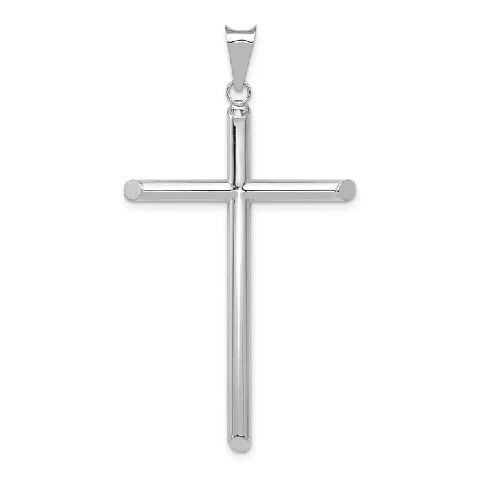 TreasureFineJewelers Necklaces 14k White Gold Polished Tube Cross Pendant TreasureFineJewelers Necklaces 14k White Gold Polished Tube Cross Pendant