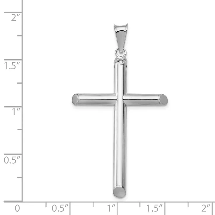 TreasureFineJewelers Necklaces 14k White Gold Polished Tube Cross Pendant