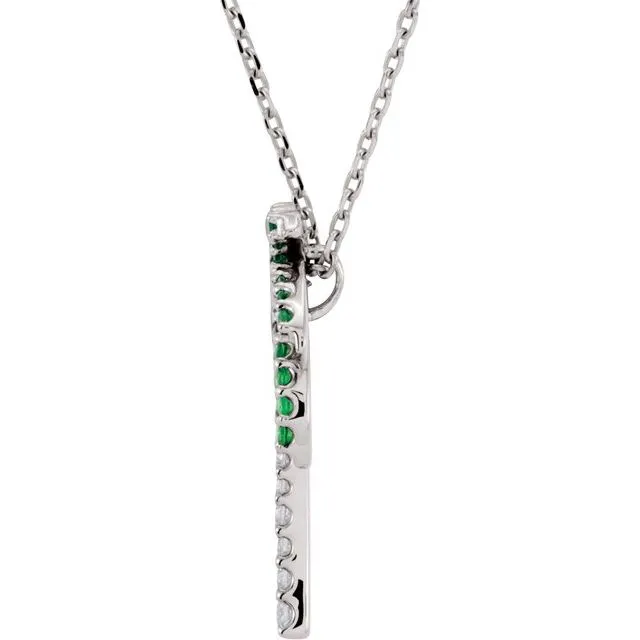 TreasureFineJewelers Necklaces 14K White Gold Tsavorite Garnet 08 CTW Diamond 16 Necklace