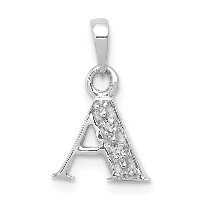 TreasureFineJewelers Necklaces 14k White Gold with Rhodium Diamond Letter A Initial Pendant TreasureFineJewelers Necklaces 14k White Gold with Rhodium Diamond Letter A Initial Pendant