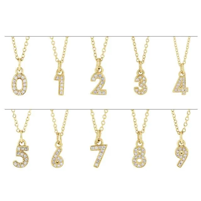 TreasureFineJewelers Necklaces 14K Yellow Gold 04 CTW Natural Diamond Numeral 0 1618 Necklace