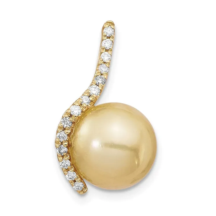 TreasureFineJewelers Necklaces 14k Yellow Gold 1011mm Golden Saltwater Cultured South Sea Pearl 125ct Dia Pendant TreasureFineJewelers Necklaces 14k Yellow Gold 1011mm Golden Saltwater Cultured South Sea Pearl 125ct Dia Pendant