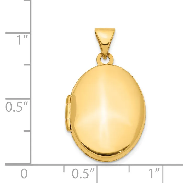 TreasureFineJewelers Necklaces 14k Yellow Gold 21mm Oval Locket Pendant