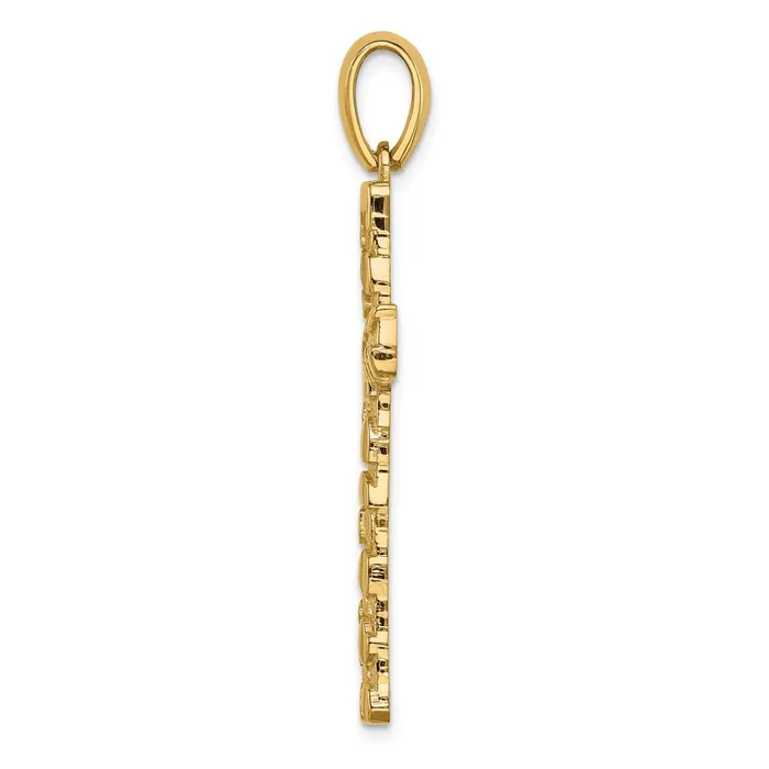 TreasureFineJewelers Necklaces 14k Yellow Gold Nugget Cross Pendant