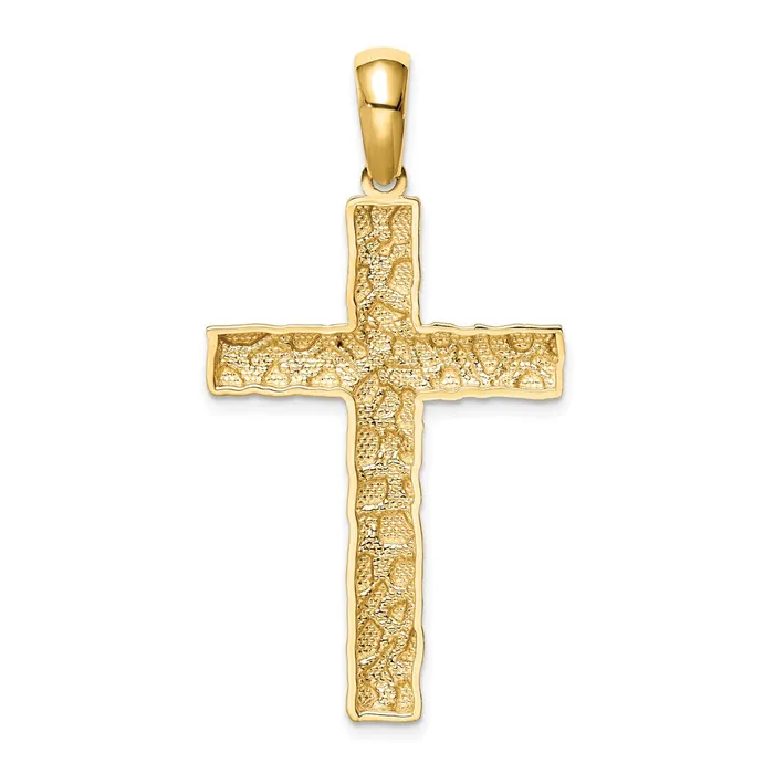 TreasureFineJewelers Necklaces 14k Yellow Gold Nugget Cross Pendant