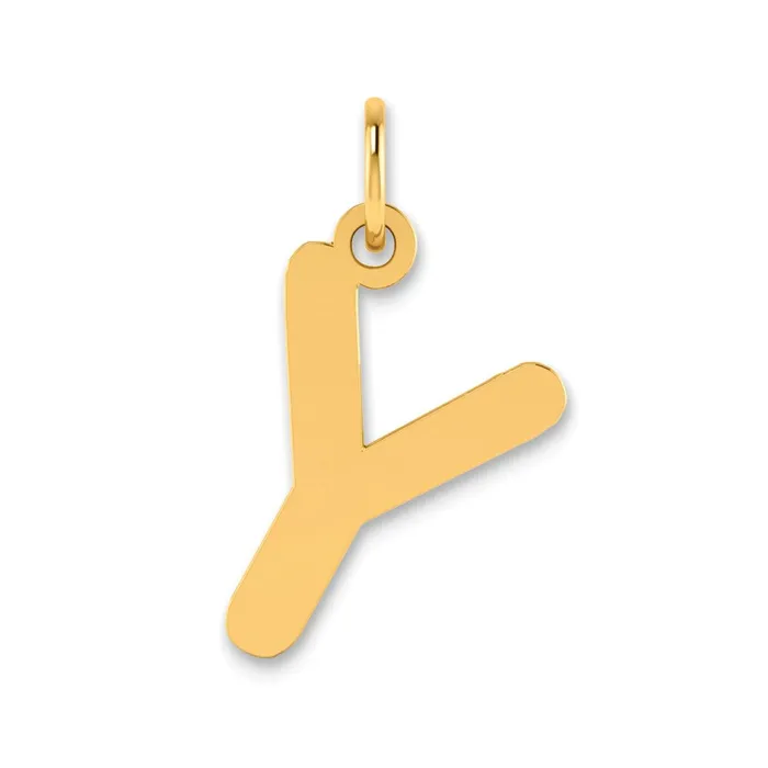 TreasureFineJewelers Necklaces 14k Yellow Gold Polished Bubble Letter Y Initial Pendant TreasureFineJewelers Necklaces 14k Yellow Gold Polished Bubble Letter Y Initial Pendant