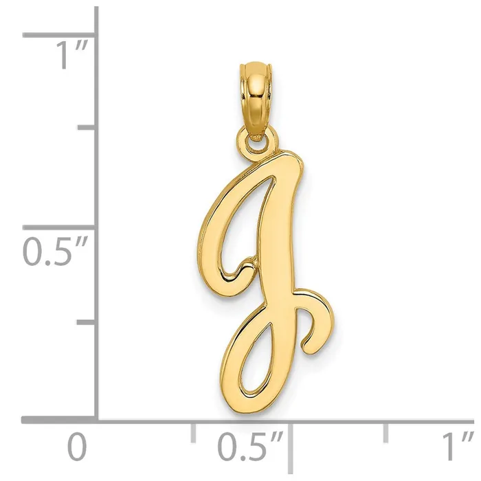 TreasureFineJewelers Necklaces 14k Yellow Gold Script Letter J Initial Pendant