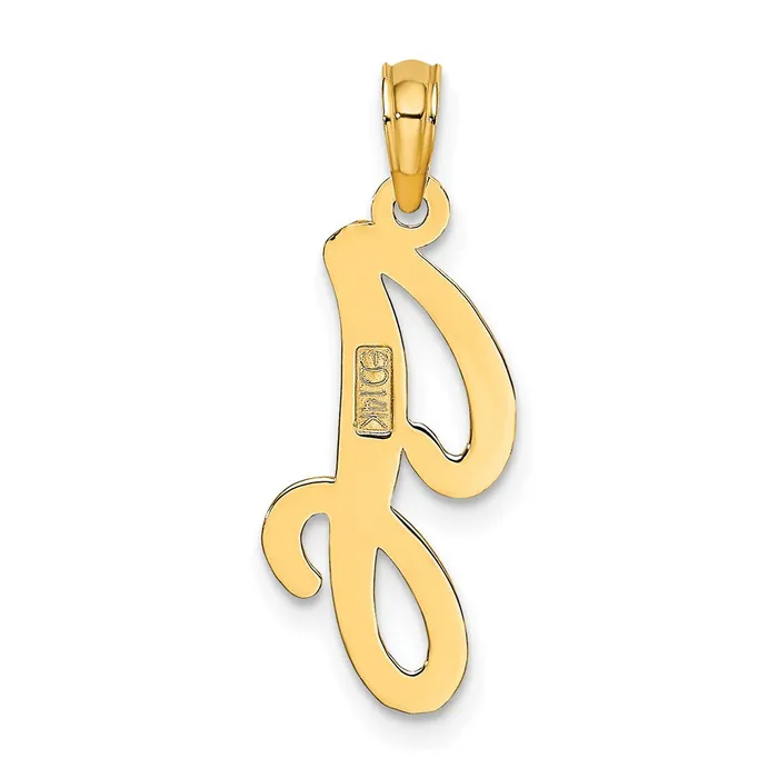 TreasureFineJewelers Necklaces 14k Yellow Gold Script Letter J Initial Pendant