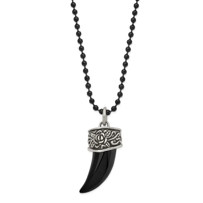 TreasureFineJewelers Necklaces Chisel Stainless Steel Antiqued and Polished Black IPplated Claw Pendant on a 20 inch Ball Chain Necklace TreasureFineJewelers Necklaces Chisel Stainless Steel Antiqued and Polished Black IPplated Claw Pendant on a 20 inch Ball Chain Necklace