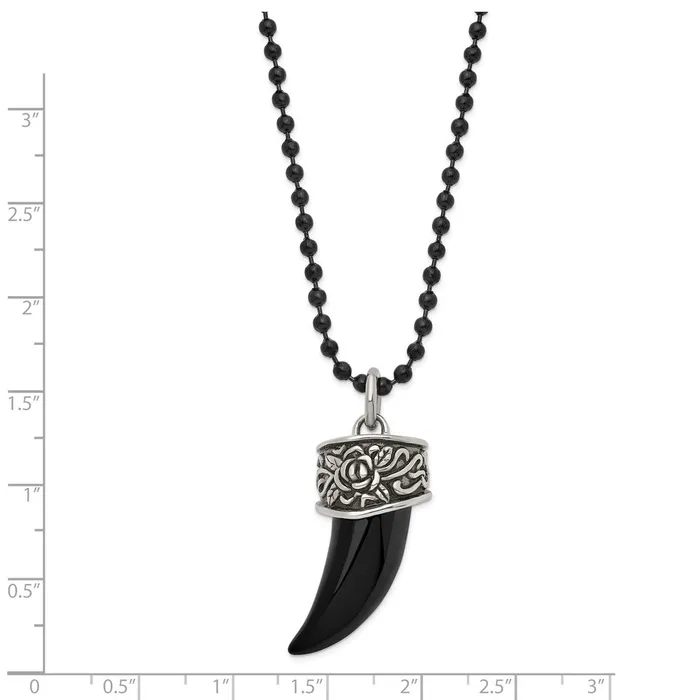 TreasureFineJewelers Necklaces Chisel Stainless Steel Antiqued and Polished Black IPplated Claw Pendant on a 20 inch Ball Chain Necklace