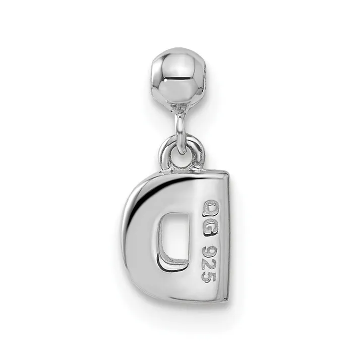 TreasureFineJewelers Necklaces Memento Sterling Silver Letter D Dangle Initial Charm
