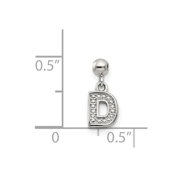 TreasureFineJewelers Necklaces Memento Sterling Silver Letter D Dangle Initial Charm