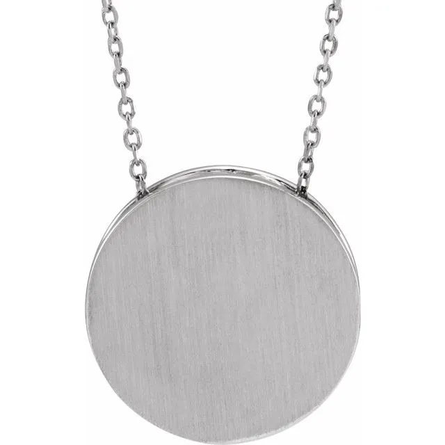 TreasureFineJewelers Necklaces Sterling Silver 125 mm Scroll Disc 1618 Necklace TreasureFineJewelers Necklaces Sterling Silver 125 mm Scroll Disc 1618 Necklace