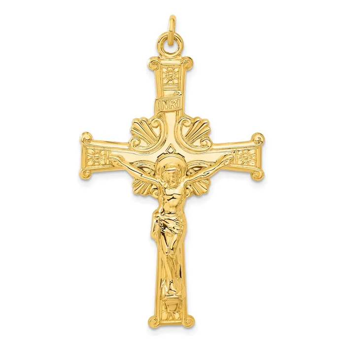 TreasureFineJewelers Necklaces Sterling Silver 24k Gold plated INRI Crucifix Pendant TreasureFineJewelers Necklaces Sterling Silver 24k Gold plated INRI Crucifix Pendant