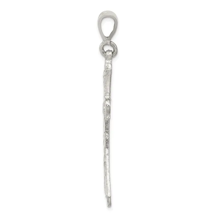 TreasureFineJewelers Necklaces Sterling Silver Diamond Cut Cross Pendant