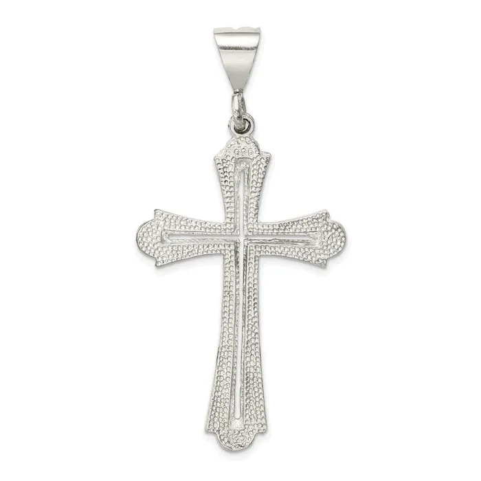 TreasureFineJewelers Necklaces Sterling Silver Diamond Cut Cross Pendant