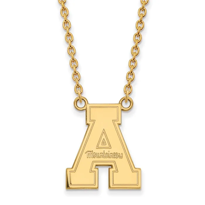 TreasureFineJewelers Necklaces Sterling Silver Goldplated Appalachian State University Large Pendant 18 inch Necklace TreasureFineJewelers Necklaces Sterling Silver Goldplated Appalachian State University Large Pendant 18 inch Necklace