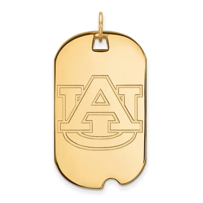 TreasureFineJewelers Necklaces Sterling Silver Goldplated Auburn University Large Dog Tag Pendant TreasureFineJewelers Necklaces Sterling Silver Goldplated Auburn University Large Dog Tag Pendant