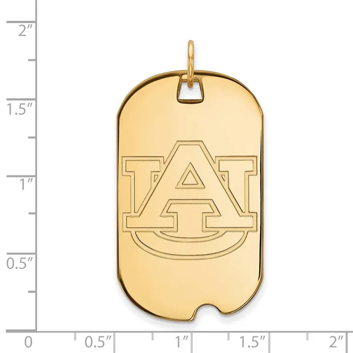 TreasureFineJewelers Necklaces Sterling Silver Goldplated Auburn University Large Dog Tag Pendant