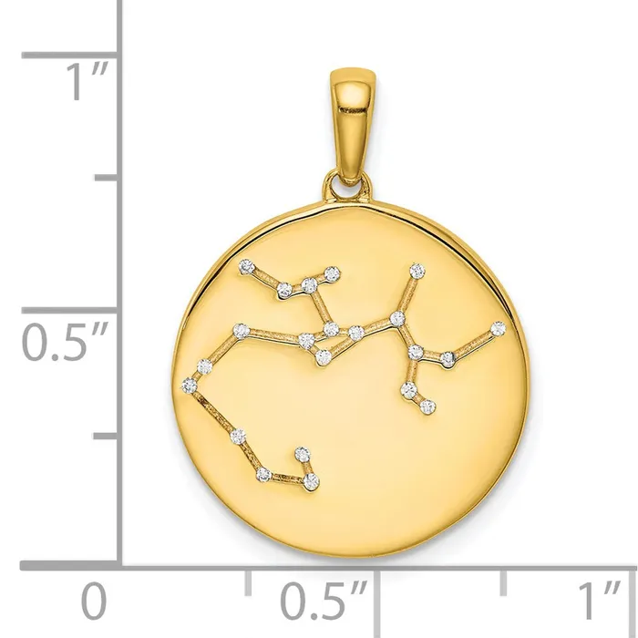 TreasureFineJewelers Necklaces Sterling Silver Goldplated CZ Sagittarius Zodiac Pendant