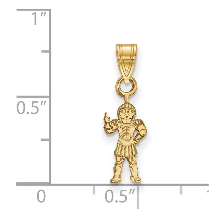TreasureFineJewelers Necklaces Sterling Silver Goldplated Michigan State University Spartan Small Pendant