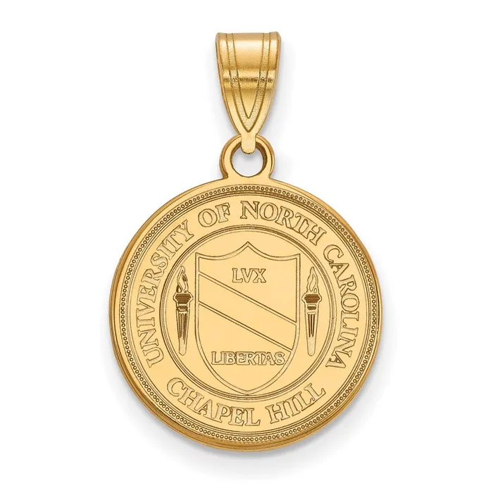 TreasureFineJewelers Necklaces Sterling Silver Goldplated University of North Carolina Medium Crest Pendant TreasureFineJewelers Necklaces Sterling Silver Goldplated University of North Carolina Medium Crest Pendant