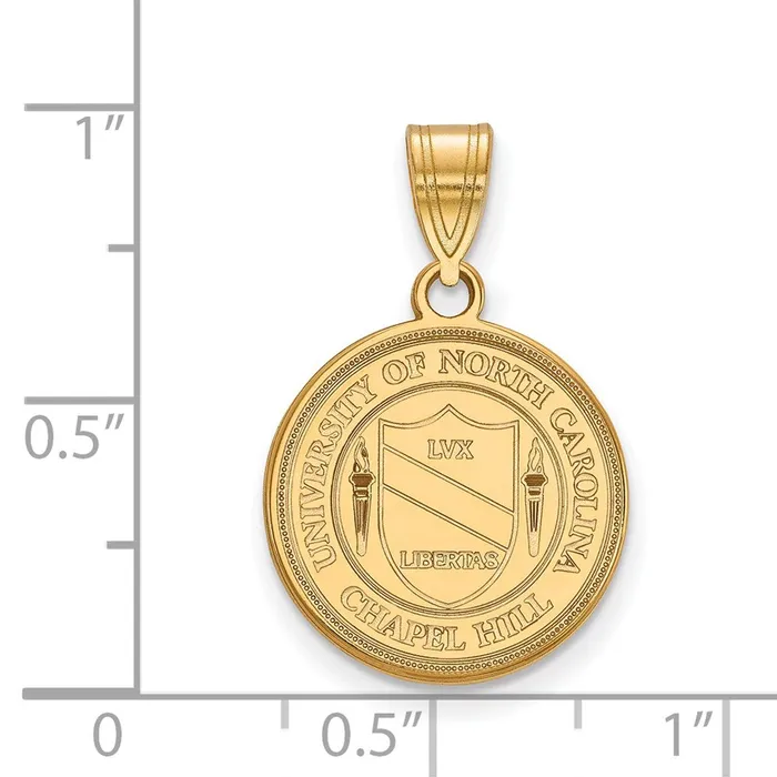 TreasureFineJewelers Necklaces Sterling Silver Goldplated University of North Carolina Medium Crest Pendant
