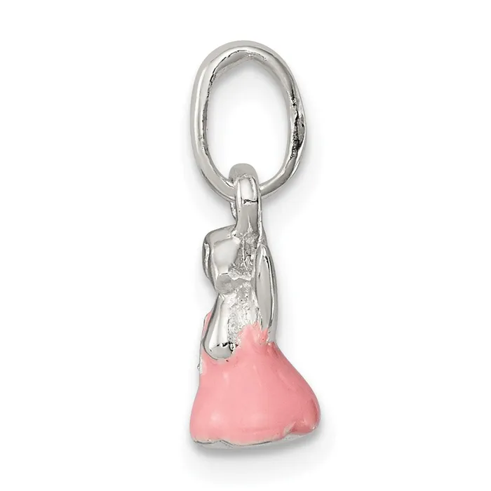 TreasureFineJewelers Necklaces Sterling Silver Pink Enamel Angel Kids Pendant