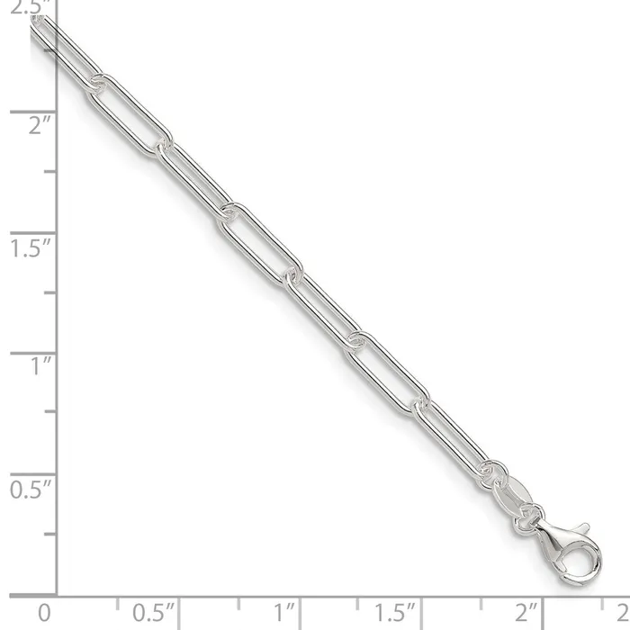 TreasureFineJewelers Necklaces Sterling Silver Polished 35mm Elongated Cable Chain