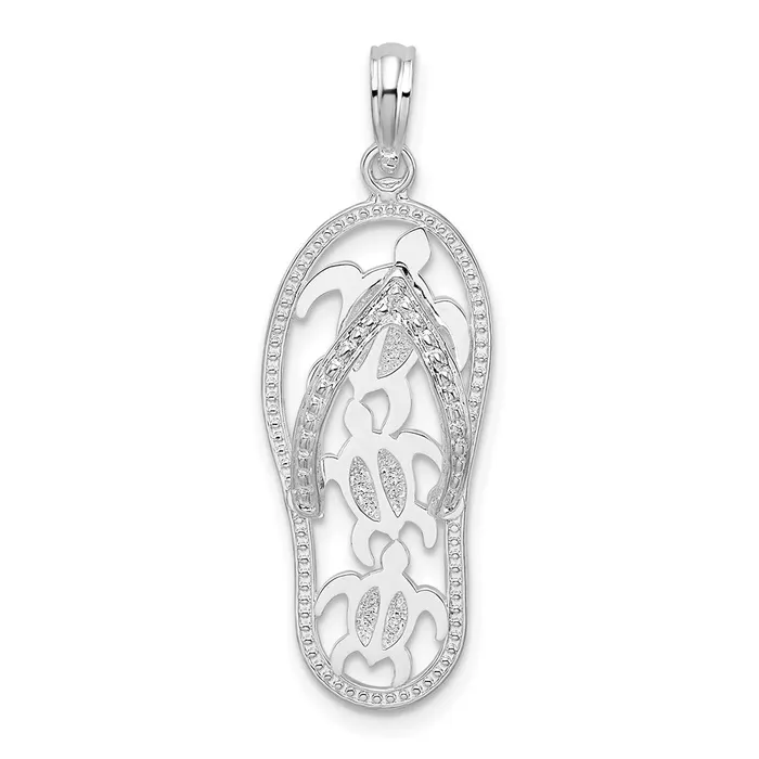 TreasureFineJewelers Necklaces Sterling Silver Polished 3D Cutout Turtles Flipflop Pendant TreasureFineJewelers Necklaces Sterling Silver Polished 3D Cutout Turtles Flipflop Pendant