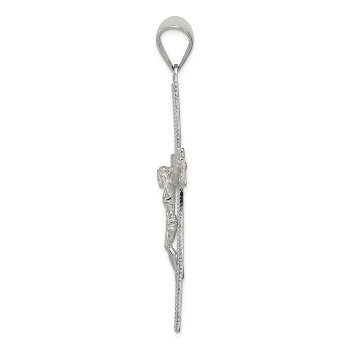 TreasureFineJewelers Necklaces Sterling Silver Polished Beaded Filigree Crucifix Pendant