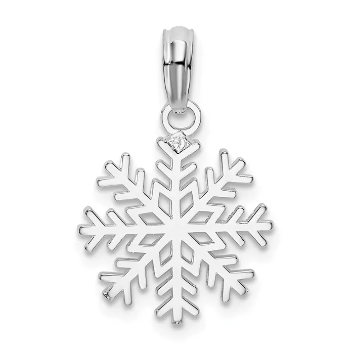 TreasureFineJewelers Necklaces Sterling Silver Polished Cutout Snowflake Pendant