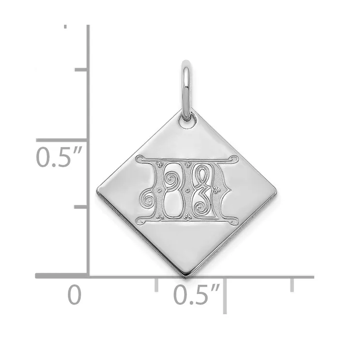 TreasureFineJewelers Necklaces Sterling Silver Polished Gold Letter M Initial Charm