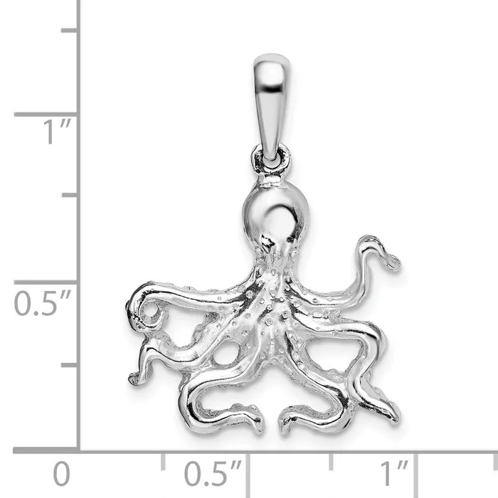 TreasureFineJewelers Necklaces Sterling Silver Polished Octopus Pendant