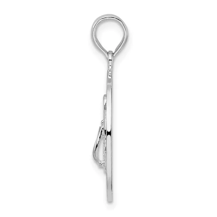 TreasureFineJewelers Necklaces Sterling Silver Polished Pentwater MI Circle wFlip Flop Pendant