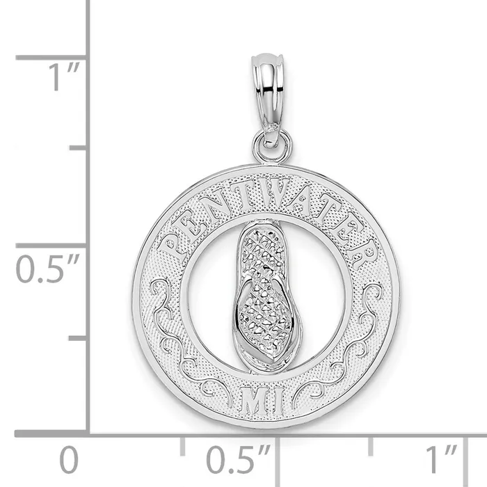 TreasureFineJewelers Necklaces Sterling Silver Polished Pentwater MI Circle wFlip Flop Pendant