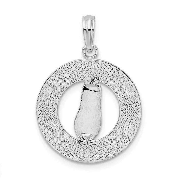 TreasureFineJewelers Necklaces Sterling Silver Polished Pentwater MI Circle wFlip Flop Pendant