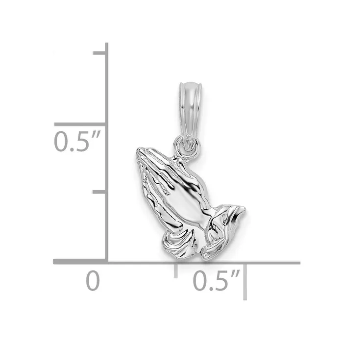 TreasureFineJewelers Necklaces Sterling Silver Polished Praying Hands Pendant