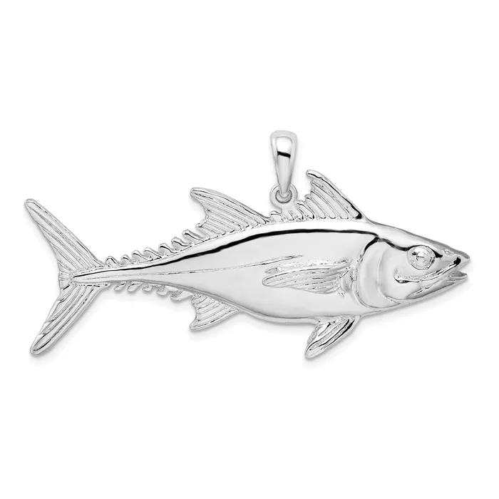 TreasureFineJewelers Necklaces Sterling Silver Polished Skipjack Tuna Fish Pendant TreasureFineJewelers Necklaces Sterling Silver Polished Skipjack Tuna Fish Pendant